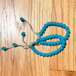 Set of 2 Bright Blue Glass Bead Bracelets